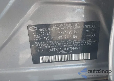 2013 Hyundai Sonata Gls from USA, damaged, VIN 5NPEB4AC7DH791460